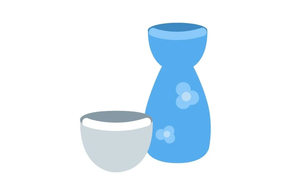 Japanese drink emoji: A small handleless sake cup next to a tokkuri sake flask.